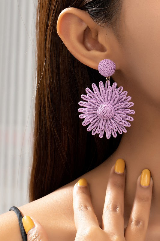 Straw flower drop earrings Fashion Lux Shop