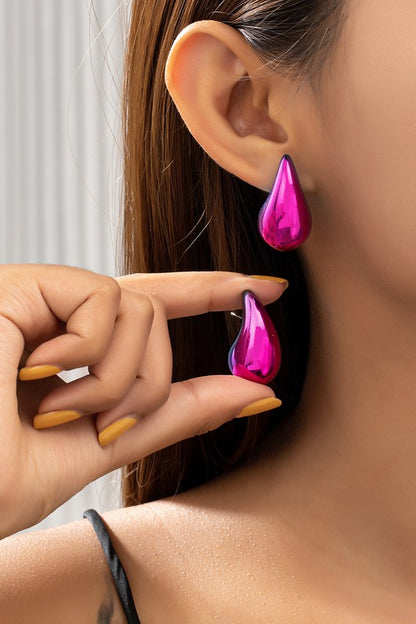 Puffy Hollow Teardrop Earrings Fashion Lux Shop