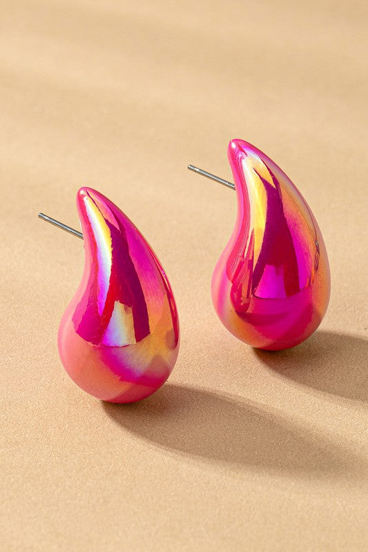 Puffy Hollow Teardrop Earrings Fashion Lux Shop