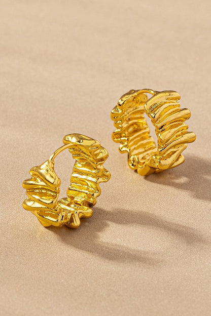 Brass hoop ruffled earrings Fashion Lux Shop