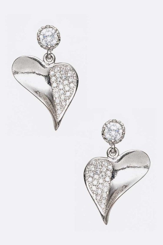 Heart Cubic Zirconia Earrings Fashion Lux Shop