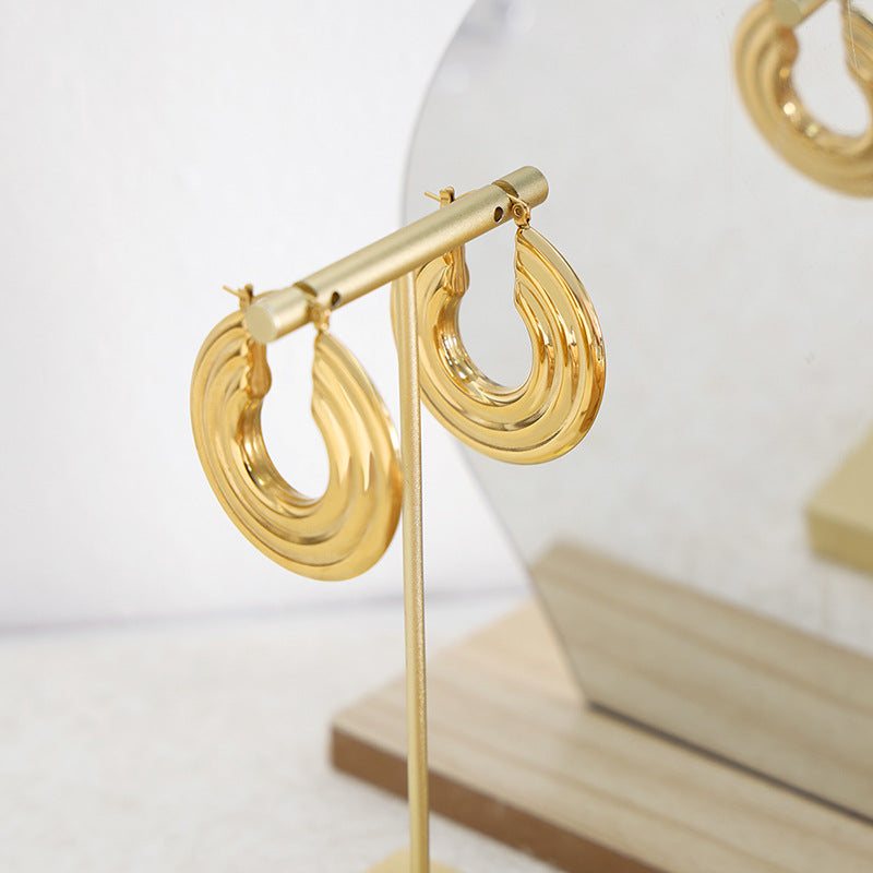 Luxury Hoop Earrings: 18K Gold Multi-layer Surrounding Ring Fashion Lux Shop