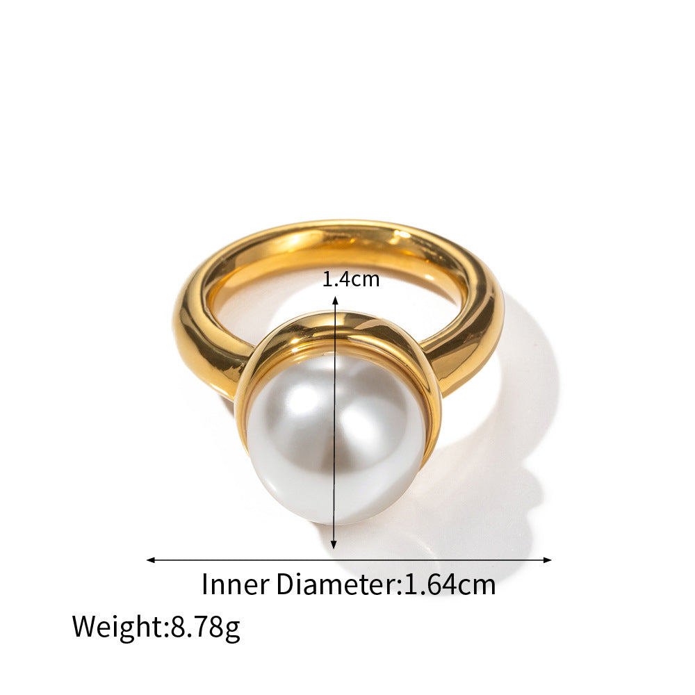 Inlaid pearl ring 18K gold Fashion Lux Shop