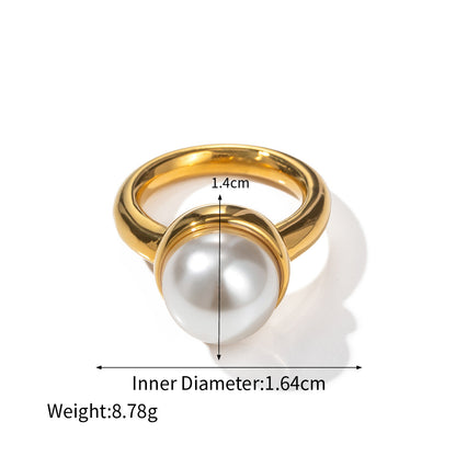 Inlaid pearl ring 18K gold Fashion Lux Shop