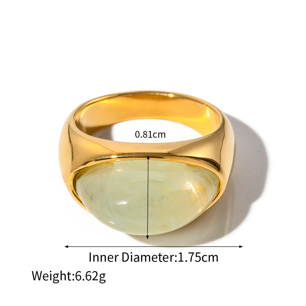 Inlaid gemstone 18k ring Fashion Lux Shop