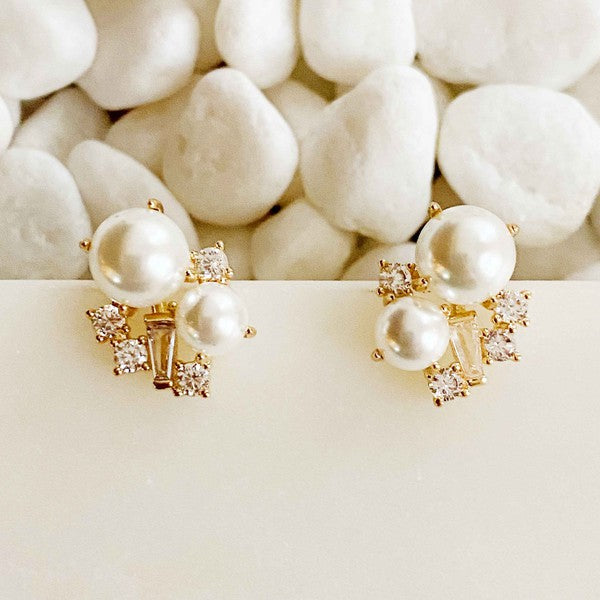 Pearl And Shine Stud Earrings Fashion Lux Shop