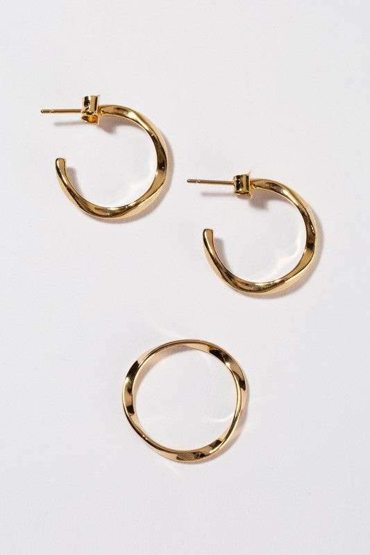 Ripple ring and earring set - gold Fashion Lux Shop