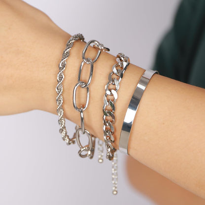 Chain Bracelets Gold Silver 4 bracelets Set Fashion Lux Shop