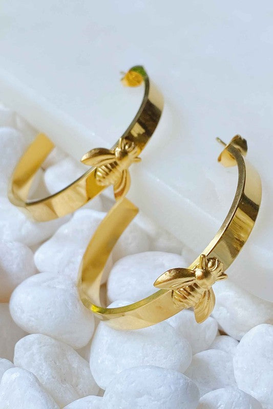 Bee Hoop Earrings Fashion Lux Shop