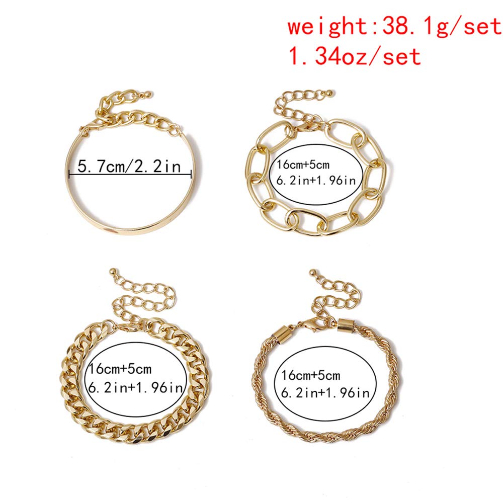 Chain Bracelets Gold Silver 4 bracelets Set Fashion Lux Shop