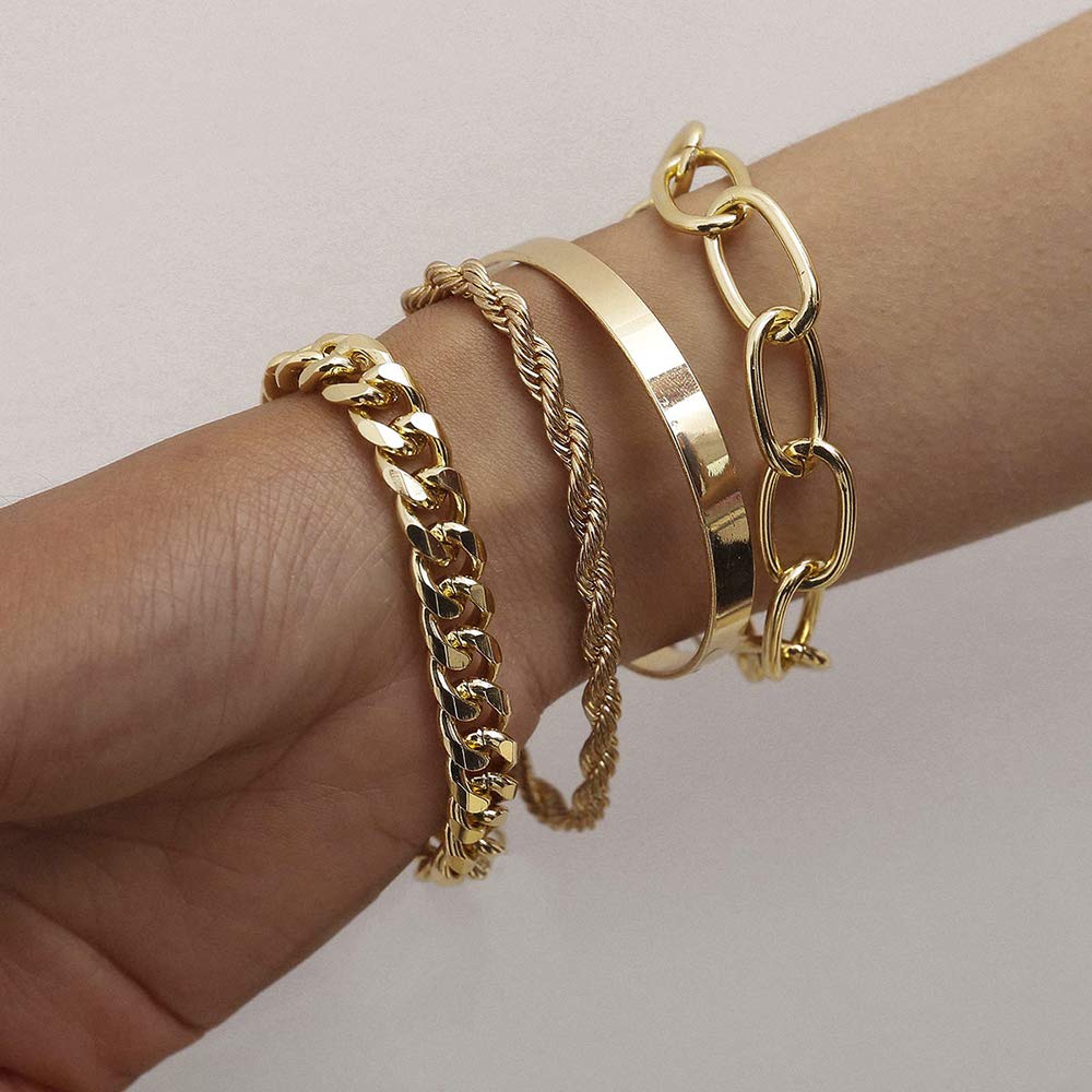 Chain Bracelets Gold Silver 4 bracelets Set Fashion Lux Shop