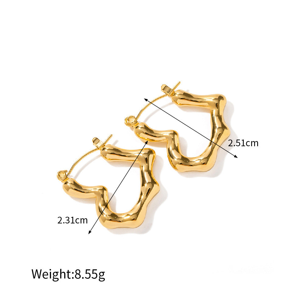 Bamboo Heart 18K Earrings Fashion Lux Shop