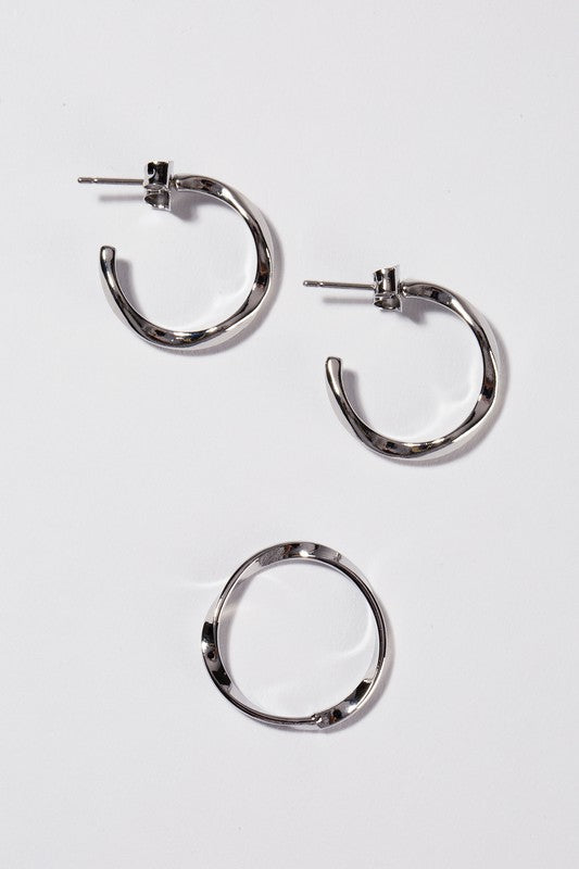 Ripple ring and earring set - silver Fashion Lux Shop