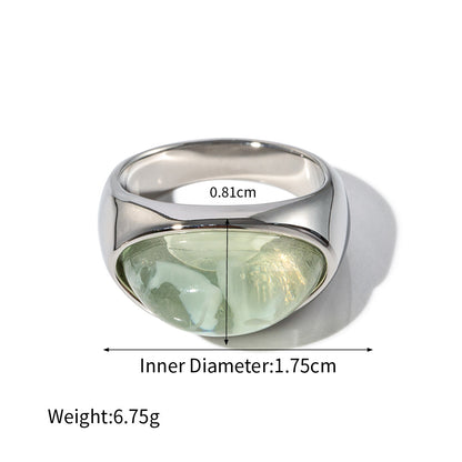 Inlaid gemstone 18k ring Fashion Lux Shop