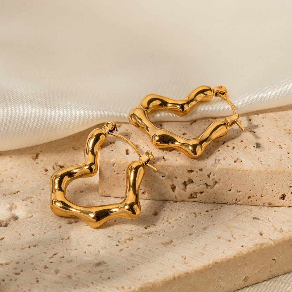 Bamboo Heart 18K Earrings Fashion Lux Shop