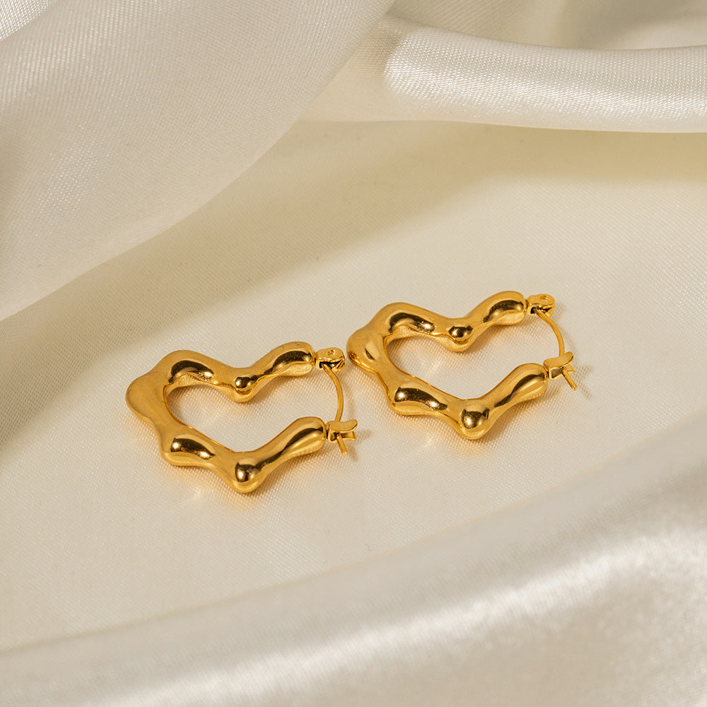 Bamboo Heart 18K Earrings Fashion Lux Shop