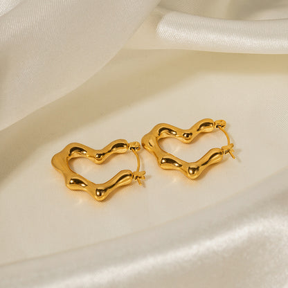 Bamboo Heart 18K Earrings Fashion Lux Shop