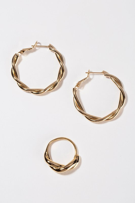 Ripple ring and earring set Fashion Lux Shop