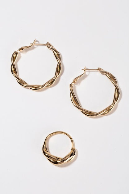 Ripple ring and earring set Fashion Lux Shop