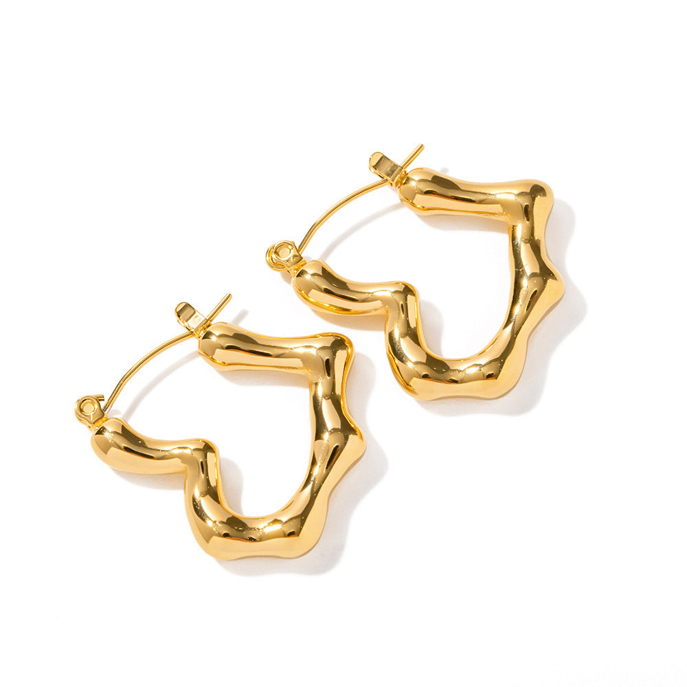 Bamboo Heart 18K Earrings Fashion Lux Shop