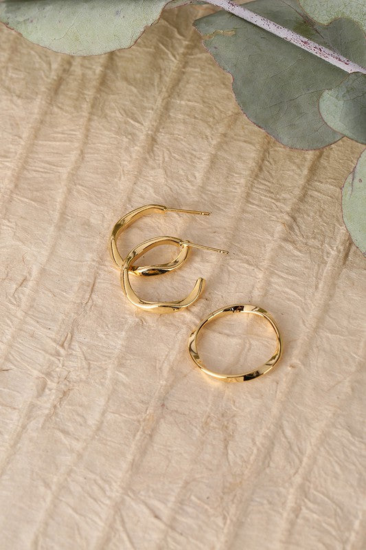 Ripple ring and earring set - gold Fashion Lux Shop