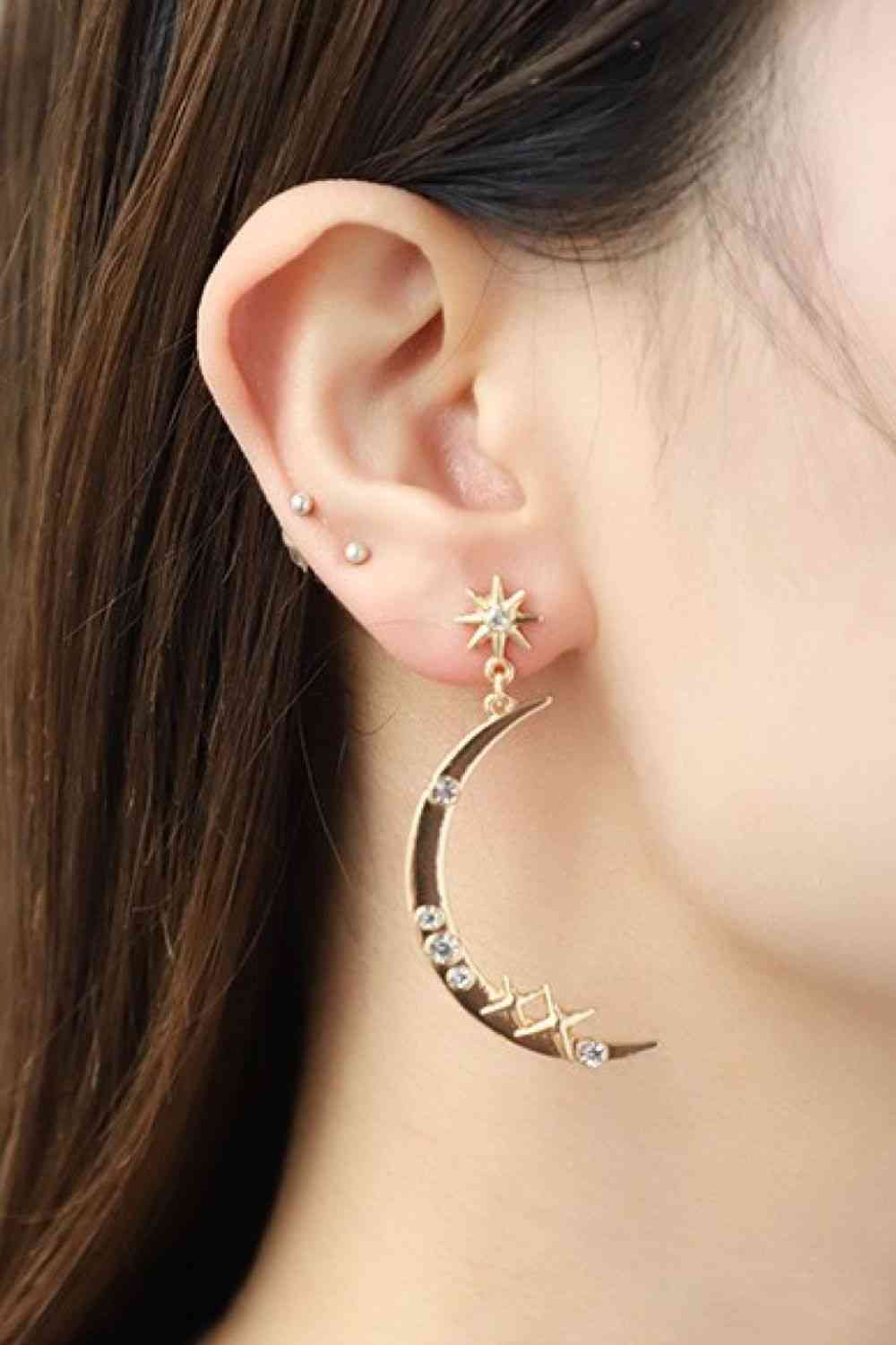 Star and Moon Alloy Earrings Fashion Lux Shop