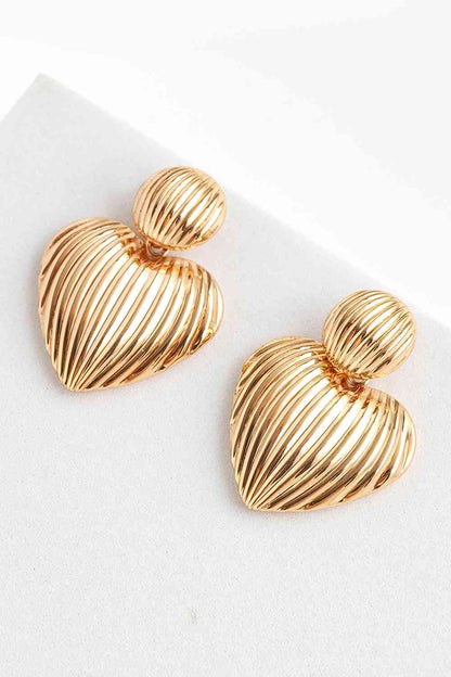 Heart Round Ribbed Earrings Fashion Lux Shop