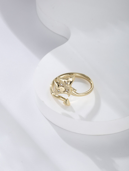 Bat-open ring zirconia plated 14K gold Fashion Lux Shop